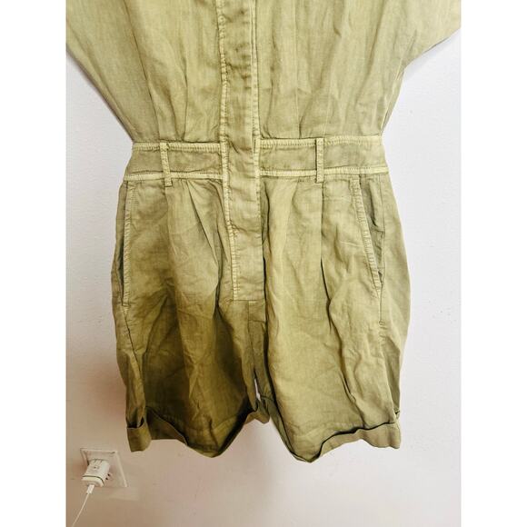 VANESSA BRUNO Khaki Cotton Blend Mock Neck Open Back Atalante Romper size 36 - Picture 10 of 13